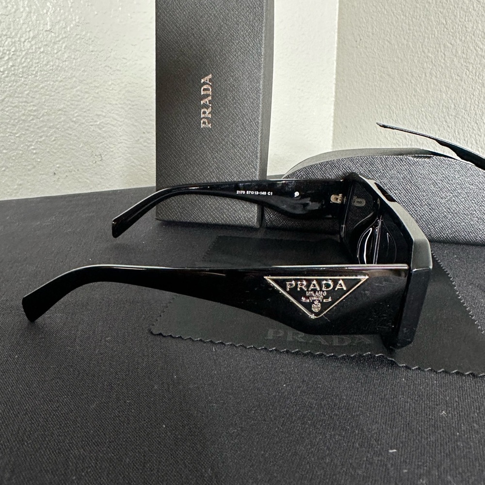 Prada Black Rectangular Sunglasses For Men - image 2